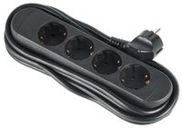 Electraline 62519 Stekkerdoos 4 Schuko-stopcontacten met kabelhaspel H05VV-F 3G1,5mm kabel, 3 meter lang, 4 Schuko-plaatsen, Schuko-stekker