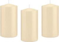 Trend Candles Cilinderkaars/stompkaars - 10x - cremewit - 8 x 15 cm - 69 branduren