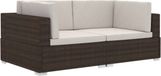 vidaXL Canapés d'angle 2 pcs avec coussins poly rotin marron