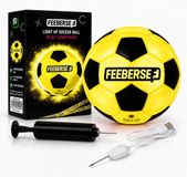 Feeberse Oplaadbare Lichtgevende Voetbal - LED Bal met USB-C Oplaadfunctie - Glow in the Dark - Maat 5 - Geel
