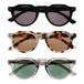 OPULIZE RIO - Zonneleesbrillen - 3-Pack - Recht Bovenstuk Montuur - UV400 Bescherming - Zwart, Bruin Schildpadpatroon, Grijs - Heren Dames - SSS53-127- +2.50
