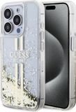 Guess Liquid Glitter Gold Stripe Back Case for Apple iPhone 15 Pro Max - Transparent