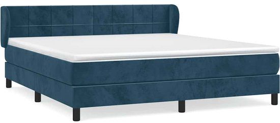 vidaXL Boxspring met matras fluweel donkerblauw 180x200 cm