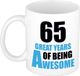 Bellatio Decorations Shoppartners Bv Verjaardag 65 jaar Koffiemok Cadeau - Great years of being awesome - wit/blauw - beker - Jubileum - voor heren - mannen