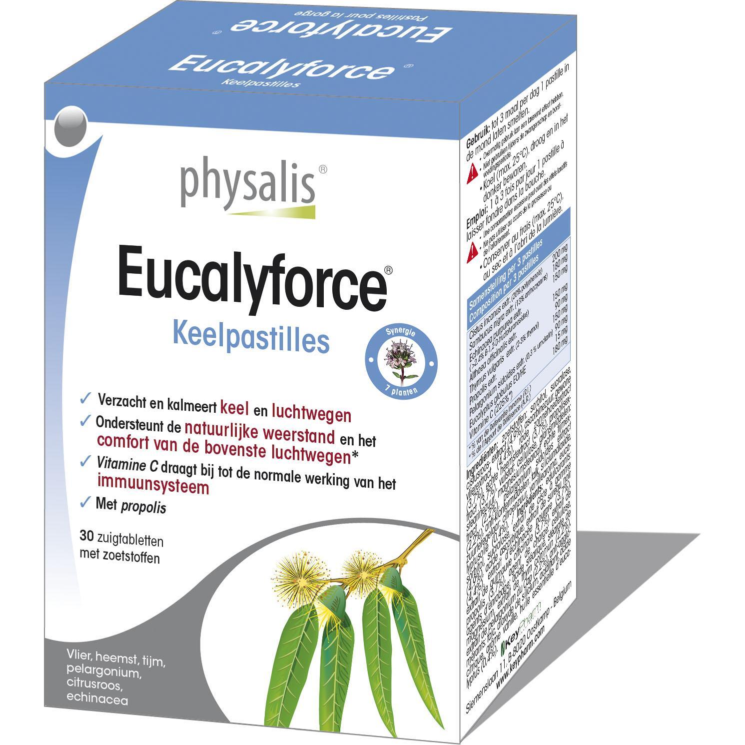 Physalis Eucalyforce keelpastilles Zuigtabletten 30 stuks