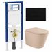 Geberit QeramiQ Dely Toiletset - 36.3x51.7cm - Geberit UP720 inbouwreservoir - rimless - diepspoel - 35mm zitting - softclose - kunststoffen bedieningsplaat mat zwart - rechthoekige knoppen - mat beige