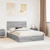 vidaXL Opbergbed met lade Grijs Sonoma 140 x 200 cm Bewerkt hout