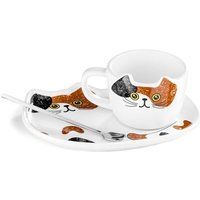 Set Tasse kat en Bord met Bijpassende Lepel Originele Mok witte mok