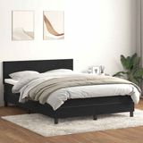 vidaXL Boxspring met matras fluweel zwart 160x210 cm
