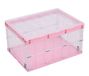 TUKA-i-AKUT TKD8640 Set van 3 opvouwbare opbergdozen met deksel, stapelbaar, opvouwbaar en robuust, met handvat, transparante stapelbakken, 3 x 55 liter, roze