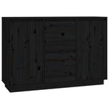 vidaXL Dressoir - 111x34x75 cm - Massief Grenenhout - Zwart