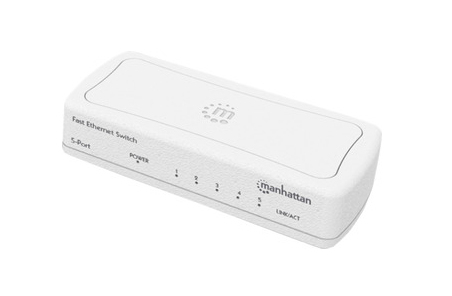 MANHATTAN 5-Port Fast Ethernet Switch, Plastic (Euro 2-pin plug)