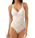 Bali Lace 'N Smooth Firm-Control Shapewear Shaping body met kant, ingebouwde beugelbeha, Wit, 80E