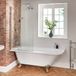 Hudson Reed Legend Baignoire îlot semi-îlot d'angle gauche – Blanc – 168,5 x 75 cm – Pare-baignoire chromé – Pieds chromés