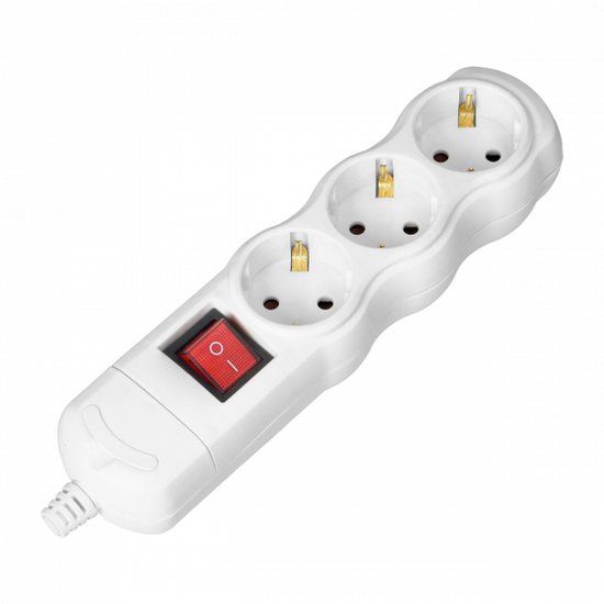ORNO Stekkerdoos met schakelaar - Verdeelstekker 3-voudig - Wit - Zonder snoer/kabel