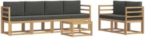 vidaXL - Bank loungeset - 6 zitplekken - Acacia hout - Wit en antracietkleurig