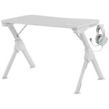 Brightium Gamingtafel - Onverslaanbare stabiliteit, gemaakt van staal en koolstofvezel, met kabelbeheer en hoofdtelefoon- en drankhouders, kleur wit