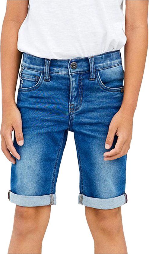 NAME IT KIDS NKMTHEO DNMCLAS LONG SHORTS NOOS - Boys' Shorts - Size 110 - Medium Blue Denim
