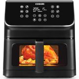 COSORI Luchtfriteuse 6,2 liter met venster, Air Fryer met 12 functies, one-touch-display, instelbare tijd en temperatuur 75-205 °C, 1700 W