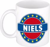Bellatio Decorations Niels voornaam koffiemok beker wit/blauw 300 ml