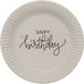 Folat Crème Noir Happy Birthday Papieren Borden - 8 stuks - 23 cm