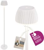 BRILONER - Riffle LED vloerlamp snoerloos IP44 met touch, 19x124 cm, dimbaar, memory-functie, oplaadbare batterij, wit