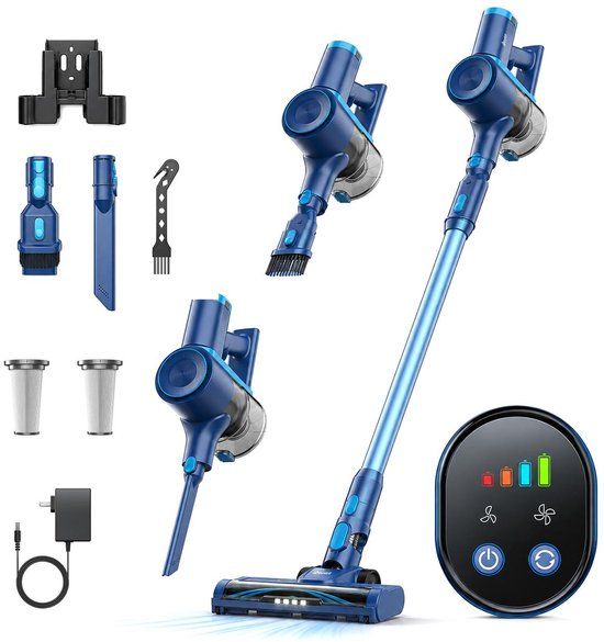 BOLLIT Steelstofzuiger Draadloos - 265W - Kruimeldief - 32.000 Pa Zuigkracht - Witte Laser - Tot 40 Min Accuduur - HEPA Filter - Zonder Zak op Accu - Snoerloze Stofzuiger - Voor Huisdierharen