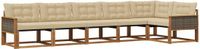 vidaXL Hoek loungeset 6 zitplaatsen Natuurlijk en Beige Acacia Hout