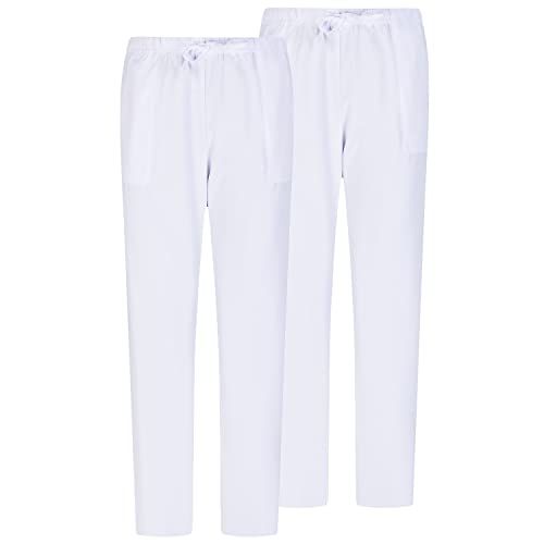 MISEMIYA - Unisex Broek - 2 Stuks - Elastisch - Wit - Maat L