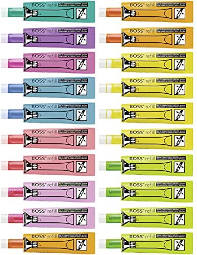 Stabilo Boss Original Refill Inkt om bij te vullen, verpakking van 20 stuks, met 9 verschillende kleuren