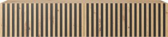 Selsey Telire - RTV kast 138,6 cm - Eiken artisan met lamellenfront en zwarte inzetstukken
