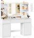 Songmics Kaptafel avec miroir et éclairage LED - 40 x 107 x 144 cm - Blanc nuage