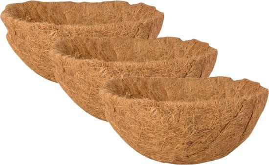 Esschert Design Voorgevormde inlegvel kokos voor hanging basket - 3x stuks - D30 cm - kokosinleggers / plantenbak van kokos