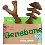 Benebone 2-pack onverwoestbaar visgraat/wishbone hondenkauwspeelgoed, langdurige taaie vervelingbreker voor honden, echte zalm en echte speksmaak, voor kleine honden, gemaakt in de VS