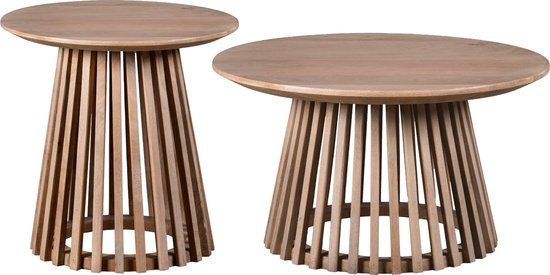 Lewis & Loft Salontafel Levi - Mangohout - Rond - Naturel - Set van 2