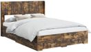 vidaXL Bedframe met opbergruimte en hoofdbord Gerookt eiken