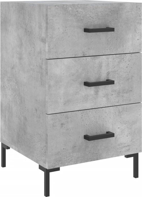 vidaXL Nachtkastje - 40x40x66 cm - Bewerkt Hout - Betongrijs