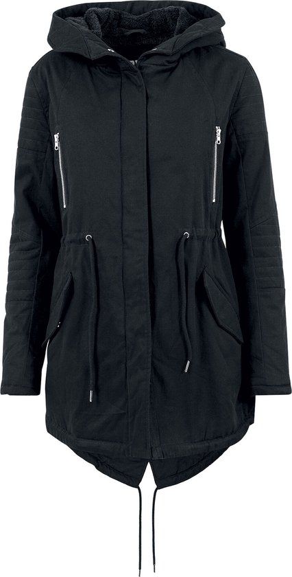 Urban Classics Sherpa Lined Cotton Parka Dames Winterjas - zwart - 3XL