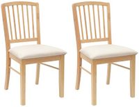 vidaXL Eetkamerstoelen, 2 stuks, Massief rubberhout, Naturel, 50 x 52,5 x 91 cm