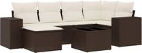vidaXL 7-delige Loungeset met kussens, polyrattan, bruin