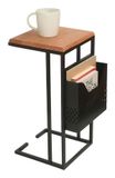 Relaxdays Bedside Table Black, Brown Iron, Mango Wood