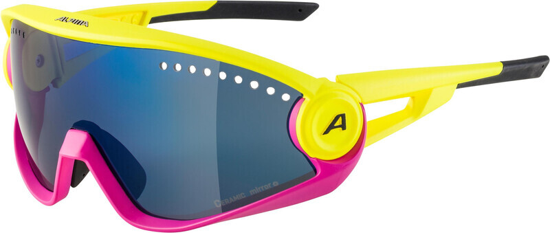 Alpina 5W1NG CM+ Glasses, pineapple-magenta/blue mirror
