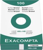 Merkloos Exacompta Pak 100 steekkaarten bristol - gelijnd niet geperforeerd 105x148mm, Wit