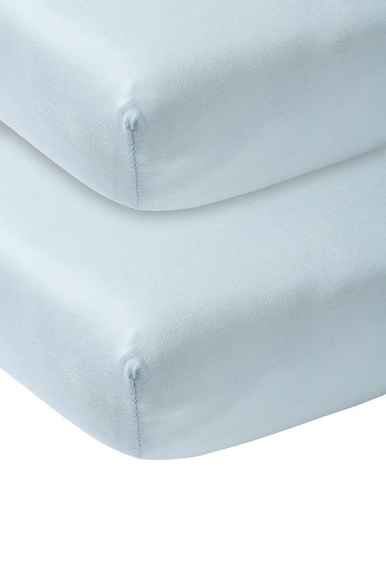 Meyco - jersey hoeslaken - 2-pack - 60x120 - lichtblauw blauw