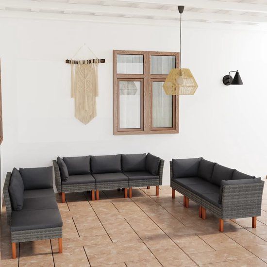 The Living Store Loungeset - 2-persoons - Grijs - Rotan - Weerbestendig