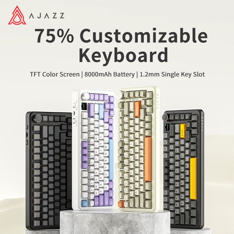 AJAZZ AK820 MAX PLUS Tri-mode Gaming Keyboard - TFT Screen, 8000mAH, Hot Swap