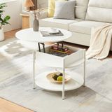 en.casa Salontafel Kandas rond wit en houtkleurig Ø70 cm
