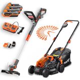 FUXTEC Accu tuinset – 33 cm grasmaaier & 25 cm bosmaaier incl. 3x 2Ah Li-Ion accu en duolader
