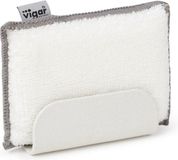 Vigar Sponshouder met zuignap voor gootsteen, 13 x 5 x 9,5 cm, Zeroline, spons van bamboevezels, 100% recyclebare materialen, grijs