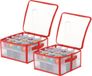 Merkloos / Sans marque Kerst Kerstballen opruimen/opbergen - 2x - opbergbox - 33,5 x 33,5 x 17,5 cm - opbergdoos voor 32x kerstballen